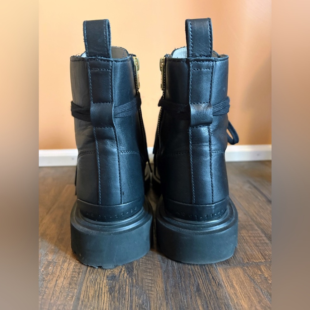All Saints Black Leather Lydia Combat Boots - Picture 5 of 9